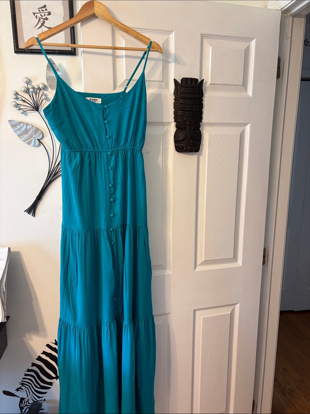 BB Dakota Teal Spaghetti-Strap Tiered Maxi Dress